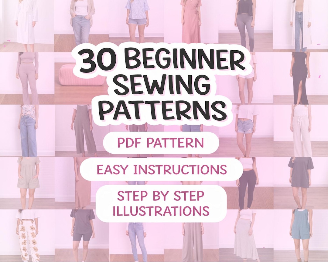 Beginner Sewing Pattern Bundle: 30 Easy PDF Patterns (XS-XXXL) - Etsy
