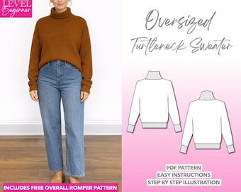 Oversized Rollkragenpullover Schnittmuster: PDF-Download (XS-XXXL)