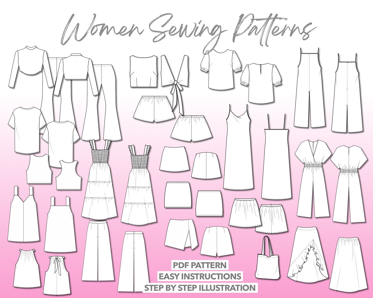 Custom PDF Sewing Pattern Bundle: Women's, Men's & Kids' Styles
