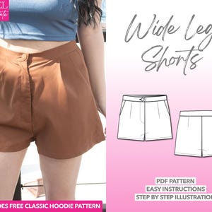 Shorts Sewing Pattern Wide Leg Shorts Pattern High Waist Shorts Sewing Pattern Women Shorts Sewing Pattern PDF Summer Shorts PDF Pattern