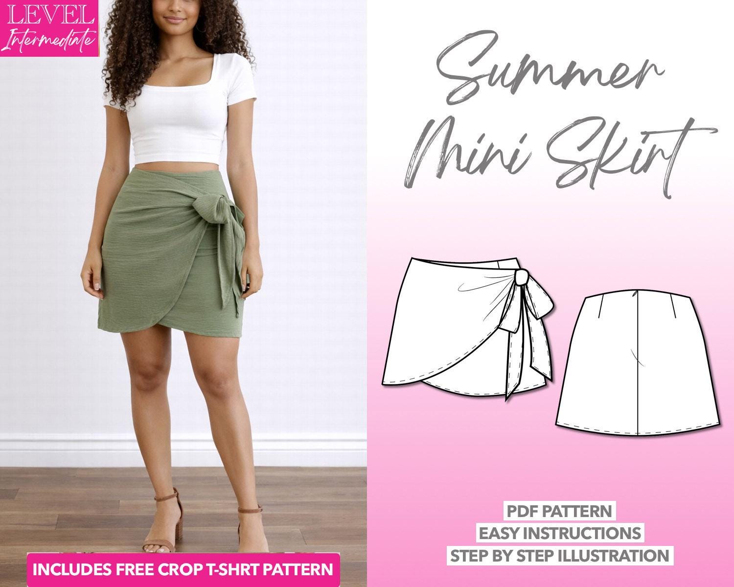 Wrap Mini Skirt Sewing Pattern: Side Tie, XS-XXXL (PDF Pattern) - Etsy