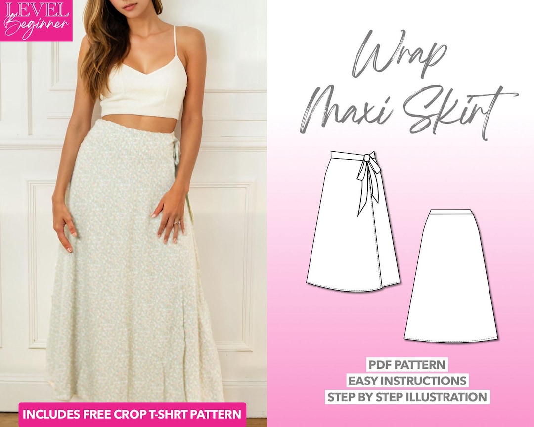 Buy Wrap Maxi Skirt Sewing Pattern: Easy PDF (XS-XXXL) Bonus T-shirt  Pattern Online in India