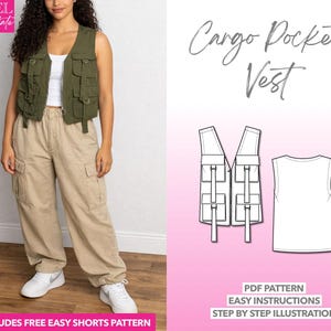 Cargo Pocket Vest Sewing Pattern: Unisex Utility Vest (PDF Pattern)
