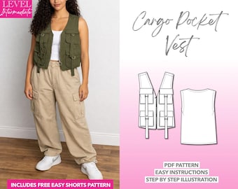 Cargo Pocket Vest Sewing Pattern: Unisex Utility Vest (PDF Pattern)