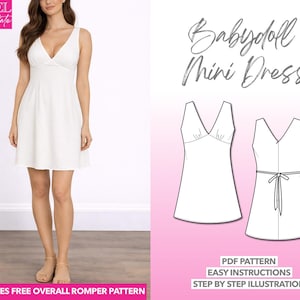 Molde de Vestido Babydoll Mini: Sem Mangas em A (Download em PDF XS-XXXL)
