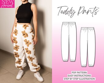 Pants Sewing Pattern Teddy Pants PDF Pattern Sweatpants Sewing Pattern Women Pants Pattern Jogger Pants Sewing Pattern