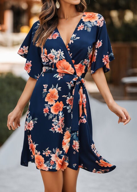 Kimono Sleeve Wrap Mini Dress Sewing Pattern (PDF Download