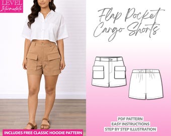 Cargo Shorts Sewing Pattern: Flap Pocket Design (PDF Pattern XS-XXXL)