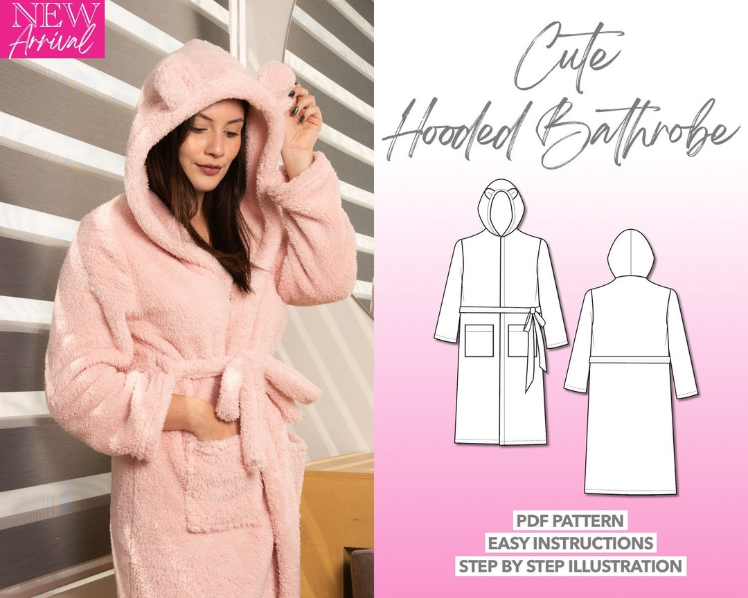 Robe Sewing Pattern Hooded Bathrobe PDF Pattern Cozy Bathrobe Sewing
