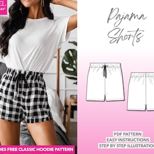 Pajama Shorts Sewing Pattern Shorts PDF Pattern Women Sewing Pattern Sleep Shorts Pattern Pajama Sewing Pattern Loungewear Shorts Pattern