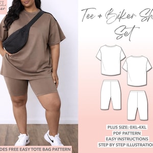 Wykrój na koszulkę plus size i szorty motocyklowe (wykrój PDF)