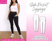 Leggings Sewing Pattern with Pockets: Women's Yoga Pants (PDF Pattern XS-XXXL)