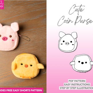 Patron de couture de sac porte-monnaie PDF Patron de sac à main classique Patron de sac à main PDF pour débutant Patron de couture facile Patron de pochette animal