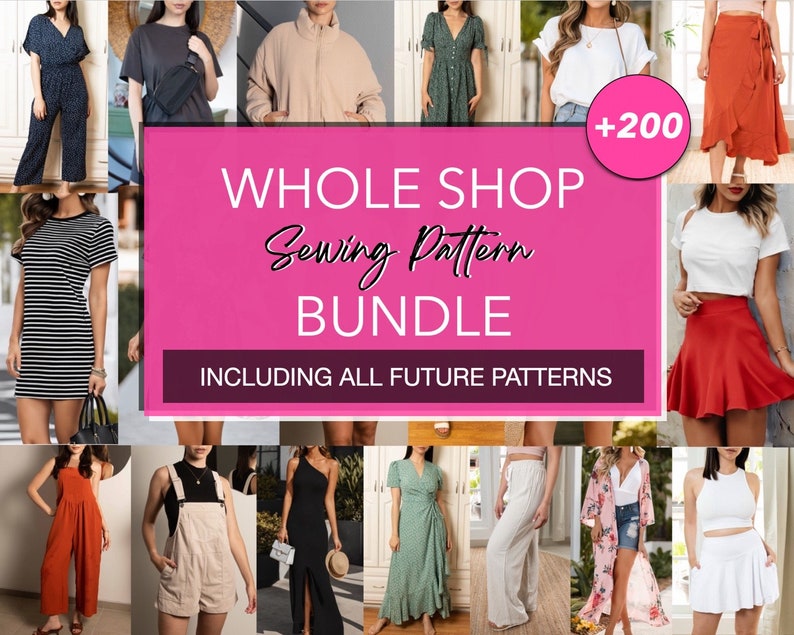 Whole Shop Bundle featuring 200+ sewing patterns