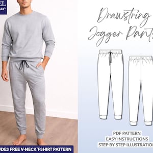 Naaipatroon heren joggingbroek met trekkoord: gemakkelijke joggingbroek (pdf-patroon)