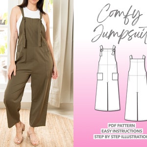 Jumpsuit Sewing Pattern Overall Jumpsuit Women Sewing Pattern Overall Pattern Women Jumpsuit Dungaree Pants Loose Trouser Overalls Pattern