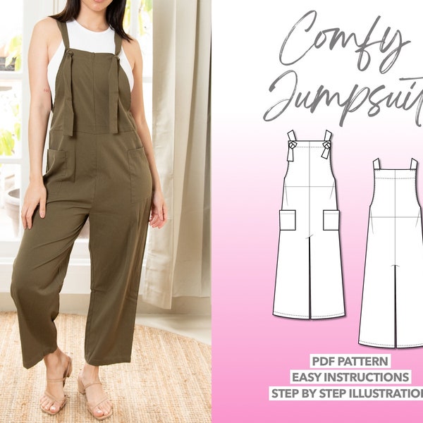 Overall-Schnittmuster Overall-Overall-Damen-Schnittmuster Overall-Schnittmuster Damen-Jumpsuit-Latzhose-Lose-Hosen-Overall-Schnittmuster