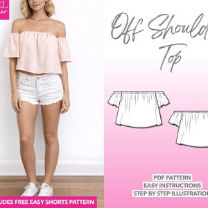 Patron de couture de haut court à épaules dénudées : téléchargement facile au format PDF (XS-XXXL)