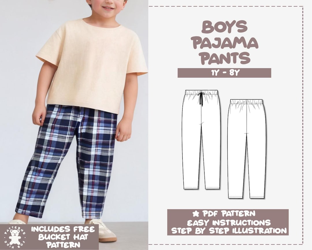 Boys Pajama Pants Sewing Pattern (1Y-8Y) (PDF Pattern)