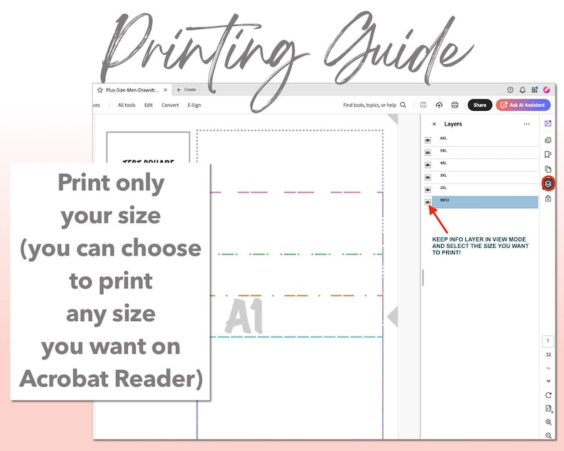 Plus Size Drawstring Knee Length Shorts sewing pattern printing guide.