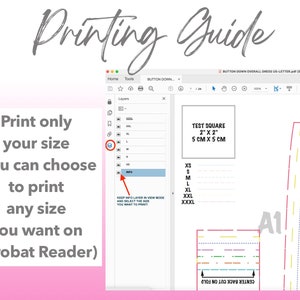 Button Down Overall Dress sewing pattern printing guide.