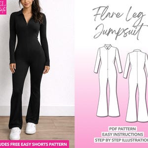 Naaipatroon jumpsuit wijd uitlopende pijpen: gebreide loungewear (pdf-patroon XS-XXXL)