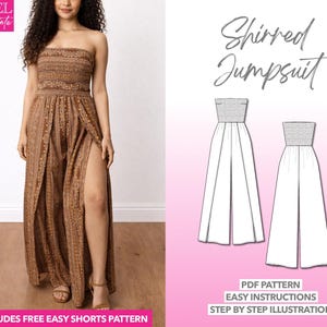 Schnittmuster für einen gerafften Schlauch-Jumpsuit (PDF-Download XS-XXXL)