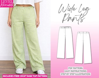 Wide Leg Pants Sewing Pattern Women Pants Pattern Trendy Pants Pattern High Waist Pants Easy Pattern Pants Sewing Pattern Classic Pants PDF