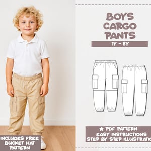 Jungen Cargohose Schnittmuster (Grössen 1Y-8Y) (PDF-Muster)