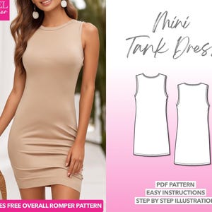 Dress Sewing Pattern Tank Dress Sewing Pattern Mini Dress Sewing Pattern Women Dress PDF Pattern Knit Dress Pattern Fitted Dress Pattern