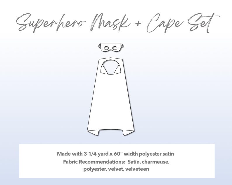 Superhero Cape and Mask Sewing Pattern Set (PDF Download) - Etsy