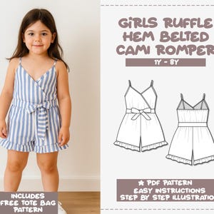 Girls Ruffle Hem Cami Romper Sewing Pattern (PDF Pattern)