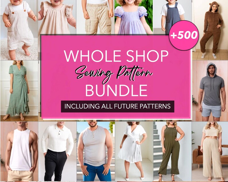 Whole Shop Bundle featuring 500+ sewing patterns