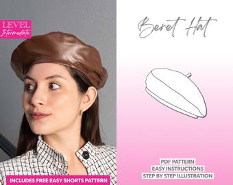 Modello di cucito per berretto: stile francese da donna (download PDF, 3 taglie)