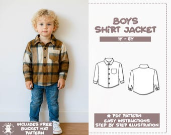 Boys Shirt Jacket Sewing Pattern: Sizes 1Y-8Y (PDF Pattern)