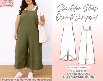 Patron de couture salopette grande taille avec bretelles 0XL-4XL (Patron PDF)