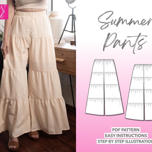 Summer Pants Sewing Pattern Boho Pants PDF Pattern High Waist - Etsy