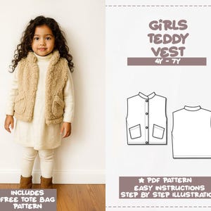 Girls Teddy Vest Sewing Pattern 4Y-7Y (PDF Pattern)