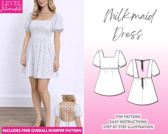 knee length dresses for ladies Open back long sleeve mini dress | Sewing pattern