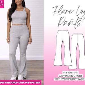 Flare Leg Pants Sewing Pattern (PDF Pattern)