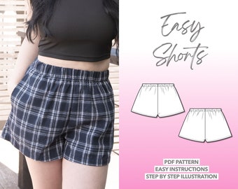 Shorts Sewing Pattern Elastic Shorts Pattern Easy Shorts PDF Sewing Patterns Summer Shorts Pattern Women