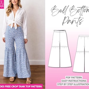 Bell Bottom Pants Sewing Pattern: High Waist Boho Style (PDF Pattern)