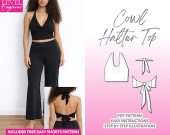 Naaipatroon col-haltertop: eenvoudig crop-topje (pdf-download XS-XXXL)