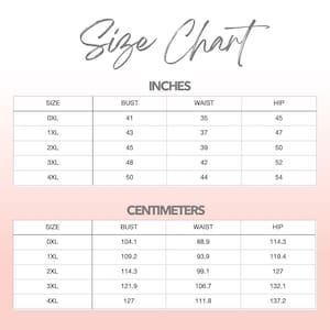 Patterns For Plus Size Women size chart.