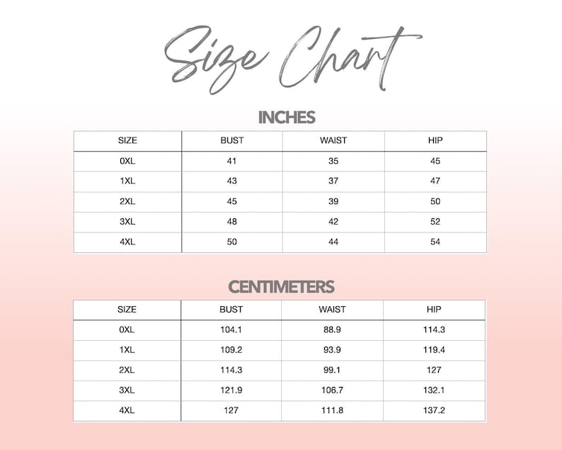 Patterns For Plus Size Women size chart.