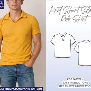 Mens Polo Shirt Sewing Pattern Polo Shirt for Beginners Men Sewing Pattern PDF Easy Sewing Project Short Sleeve Shirt Pattern Collared Shirt