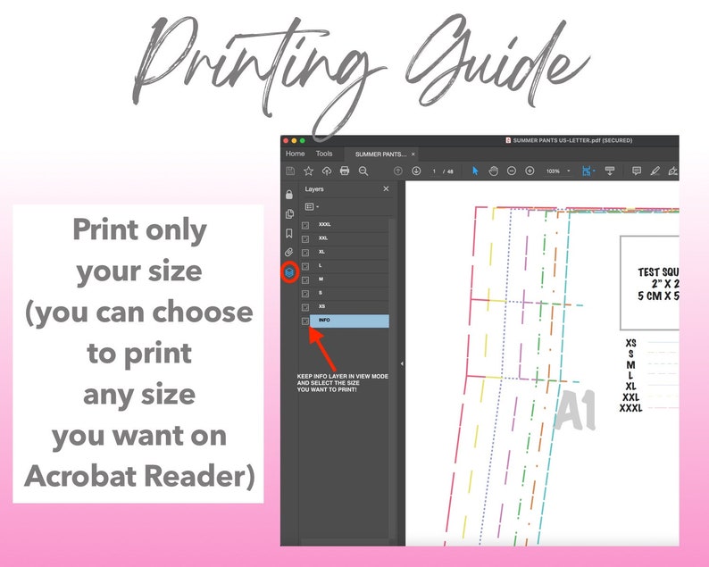 Patterns For Less printing guide.