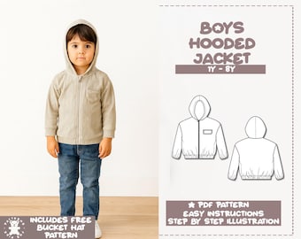 Boys Hoodie Jacket Sewing Pattern 1Y-8Y (PDF Pattern)