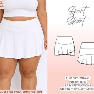 Plus Size Skort Sewing Pattern Beginner Sewing Pattern Sport Skort Tennis Skirt Pattern Exercise Outfit Active Wear Pattern Curvy Sizes PDF