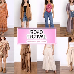 Boho Festival Sewing Pattern Bundle: Dress, Top, Romper (PDF Download XS-XXXL
